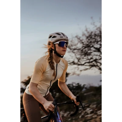Force SPIRE bílé cyklistické brýle, fialové zrc. sklo