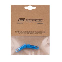 TK 91 Čepičky galuskového ventilku s klíčem,hliník,modré