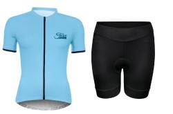 Force CHARM světle modrý cyklistický dres + Force CHARM LADY černé cyklokraťasy