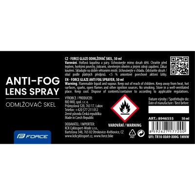 Force Odmlžovač skel brýlí GLAZE, rozprašovač 50ml