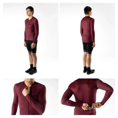 Force CHARM bordo dámský cyklodres - dlouhý rukáv
