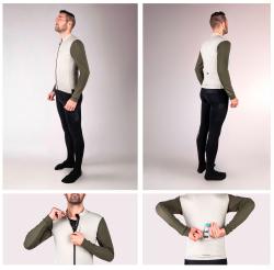 Force ENDLESS béžovo-zelený cyklodres - dlouhý rukáv