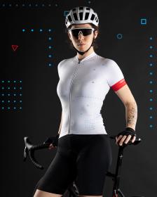 Force GAME bílý dámský cyklodres - kr. rukáv