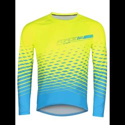 Force MTB ANGLE fluo-modrý cyklodres - dl. rukáv