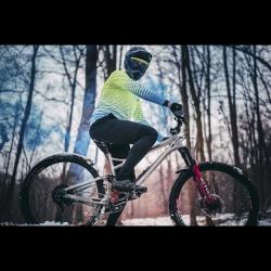 Force MTB ANGLE fluo-modrý cyklodres - dl. rukáv