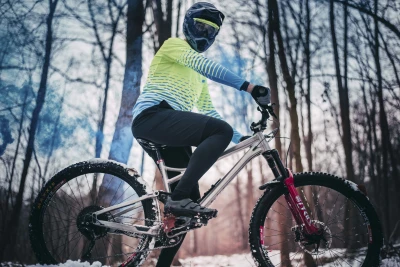 Force MTB ANGLE fluo-modrý cyklodres - dl. rukáv