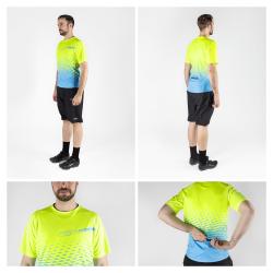 Force MTB ANGLE fluo-modrý cyklistický dres - kr. rukáv