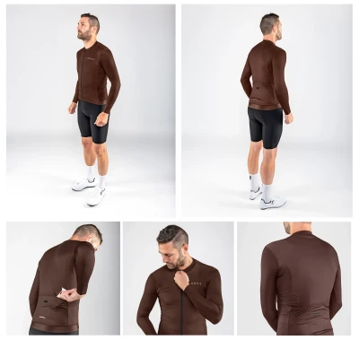 Force PLAIN hnědý dres - dlouhý rukáv