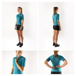 Force PURE LADY petrolejový dámský cyklodres - kr. rukáv
