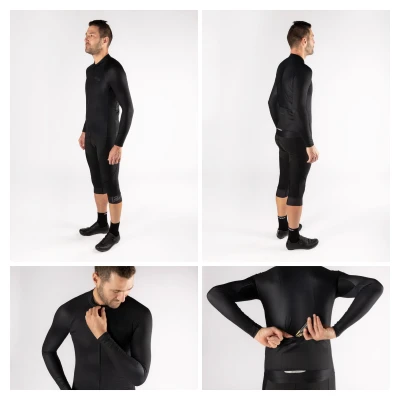 Force PURE UNI černý cyklistický dres - dlouhý rukáv