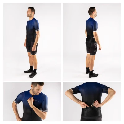Force SMOOTH modro-černý cyklodres - krátký rukáv