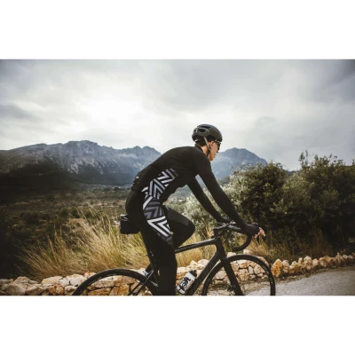 Force SPIKE černo-bílý cyklistický dres - dlouhý rukáv