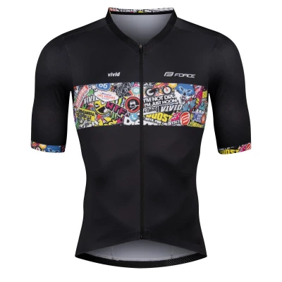 Force VIVID čierny cyklistický dres - kr. rukáv