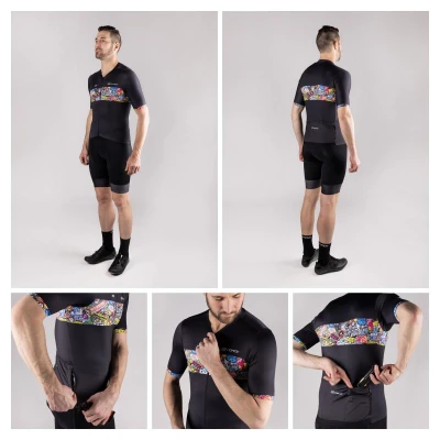Force VIVID černý cyklistický dres - kr. rukáv