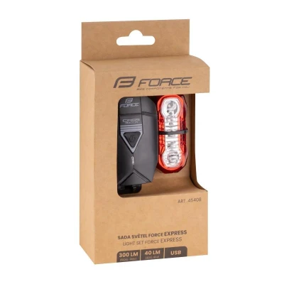 FORCE EXPRESS USB přední+zadní sada světel (VÝPRODEJ)