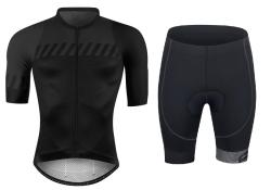 Force FASHION čierno-šedý cyklistický dres - krátky rukáv + Force B21 EASY čierne cyklokraťasy do pása s vložkou