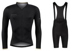 Force GOLD čierny cyklodres - dlhý rukáv + Force ACTION čierne cyklokraťasy