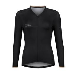 Force GOLD LADY černý cyklodres - dlouhý rukáv + Force BRIGHT LADY černé cyklokalhoty