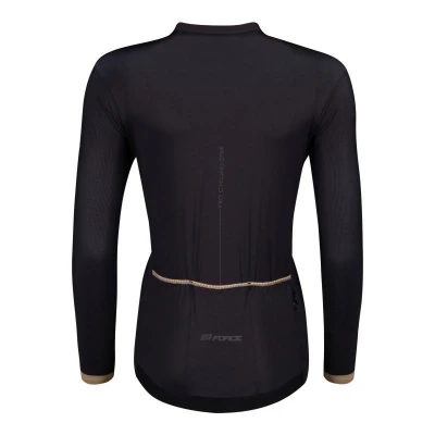 Force GOLD LADY černý cyklodres - dlouhý rukáv + Force BRIGHT LADY černé cyklokalhoty