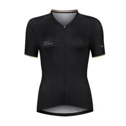 Force GOLD LADY černý cyklodres - kr. rukáv + Force STRIPE LADY černo-růžové cyklokalhoty