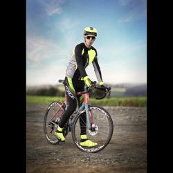 Force F58 čierno-fluo cyklo nohavice s trakmi bez vložky