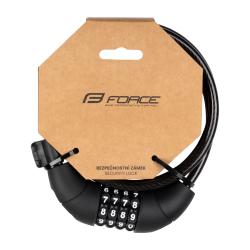 Force Zámek LUX spirálový kódový 120cm/8mm+držák, črn.