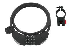 Force Zámek LUX spirálový kódový 120cm/8mm+držák, črn.