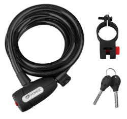 Force LUX špirálový s držiakom 180cm/12mm, čierny zámok