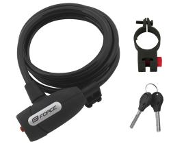 Force LUX spirálový s držákem 180cm/8mm, černý zámek
