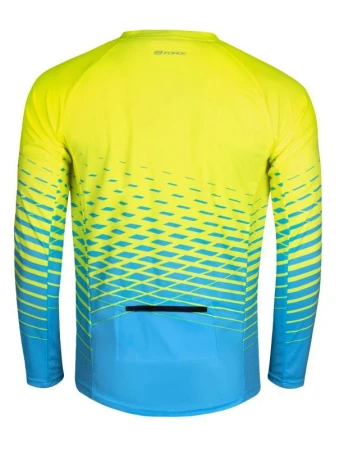 Force MTB ANGLE fluo-modrý cyklodres - dl. rukáv + Force MOUNT MTB černé cyklokraťasy bez vložky