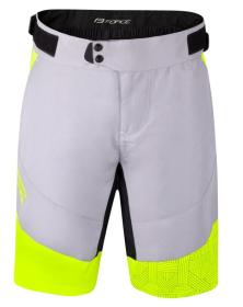 Force MTB ANGLE fluo-modrý cyklodres - dl. rukáv + Force STORM šedo-fluo cyklokraťasy