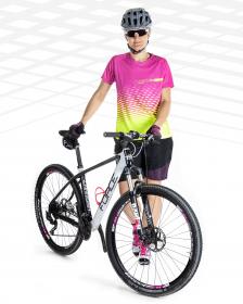 Force MTB ANGLE růžovo-fluo dámský cyklodres - dl.rukáv