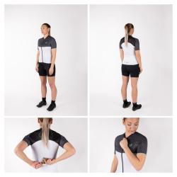 Force POINTS černo-bílo-tyrkysový dámský cyklodres POUZE M (VÝPRODEJ)