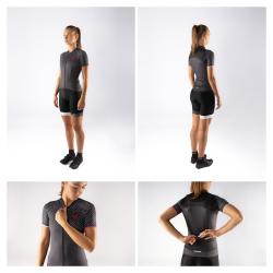 Force POINTS čierno-ružový dámsky cyklodres - kr. rukáv