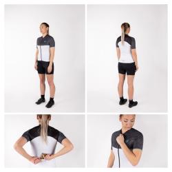 Force POINTS černo-bílo-tyrkysový dámský cyklodres