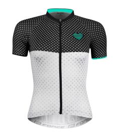 Force POINTS černo-bílo-tyrkysový dámský cyklodres