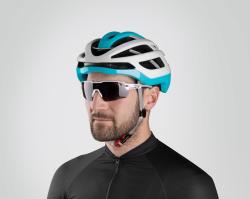 Force LYNX bílo-tyrkysová cyklistická přilba