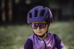 Force ZEBU s blikačkou fialová detská cyklistická prilba