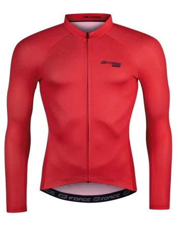 Force PURE červený cyklodres - dlouhý rukáv + Force STRIPE černo-červené cyklokraťasy