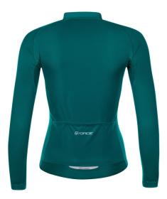 Force PURE LADY petrolejový cyklodres - dlouhý rukáv + Force BRIGHT LADY černé cyklokalhoty