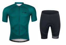 Force PURE petrolejový cyklodres - kr. rukáv + Force B21 EASY čierne cyklokraťasy