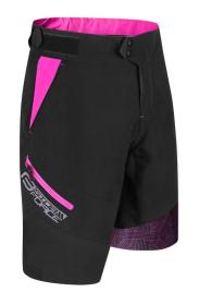 Force RECKLESS černo-růžovo-fluo mtb dres + Force STORM černo-růžové cyklokraťasy