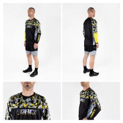 Force RECKLESS černo-žluto-šedý mtb dres - dl. rukáv
