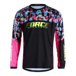 Force RECKLESS černo-růžovo-fluo mtb dres - dl. rukáv