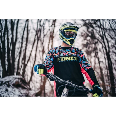 Force RECKLESS černo-růžovo-fluo mtb dres - dl. rukáv