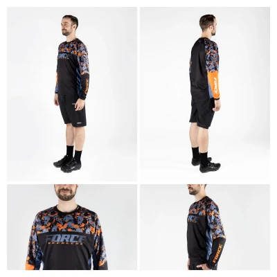 Force RECKLESS černo-oranžový mtb dres - dl. rukáv