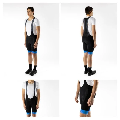 Force RIDGE černo-modrý cyklistický dres - dlouhý rukáv + Force STRIPE černo-modré cyklokraťasy