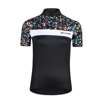 Force ROCK LADY černý cyklistický dres + Force MINI černo-růžové cyklokraťasy