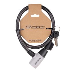 Force Zámok F RON špirálový s držiakom 80cm/12mm, čierny