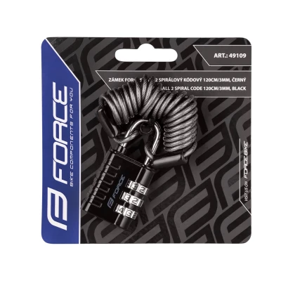 Force SMALL 2 spirálový kódový 120cm/3mm, černý zámek